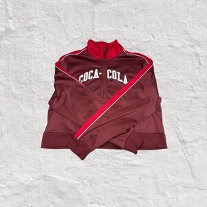 Coca-Cola Track Jacket Women's XL Burgundy Red Zip Athletic Workout Casual